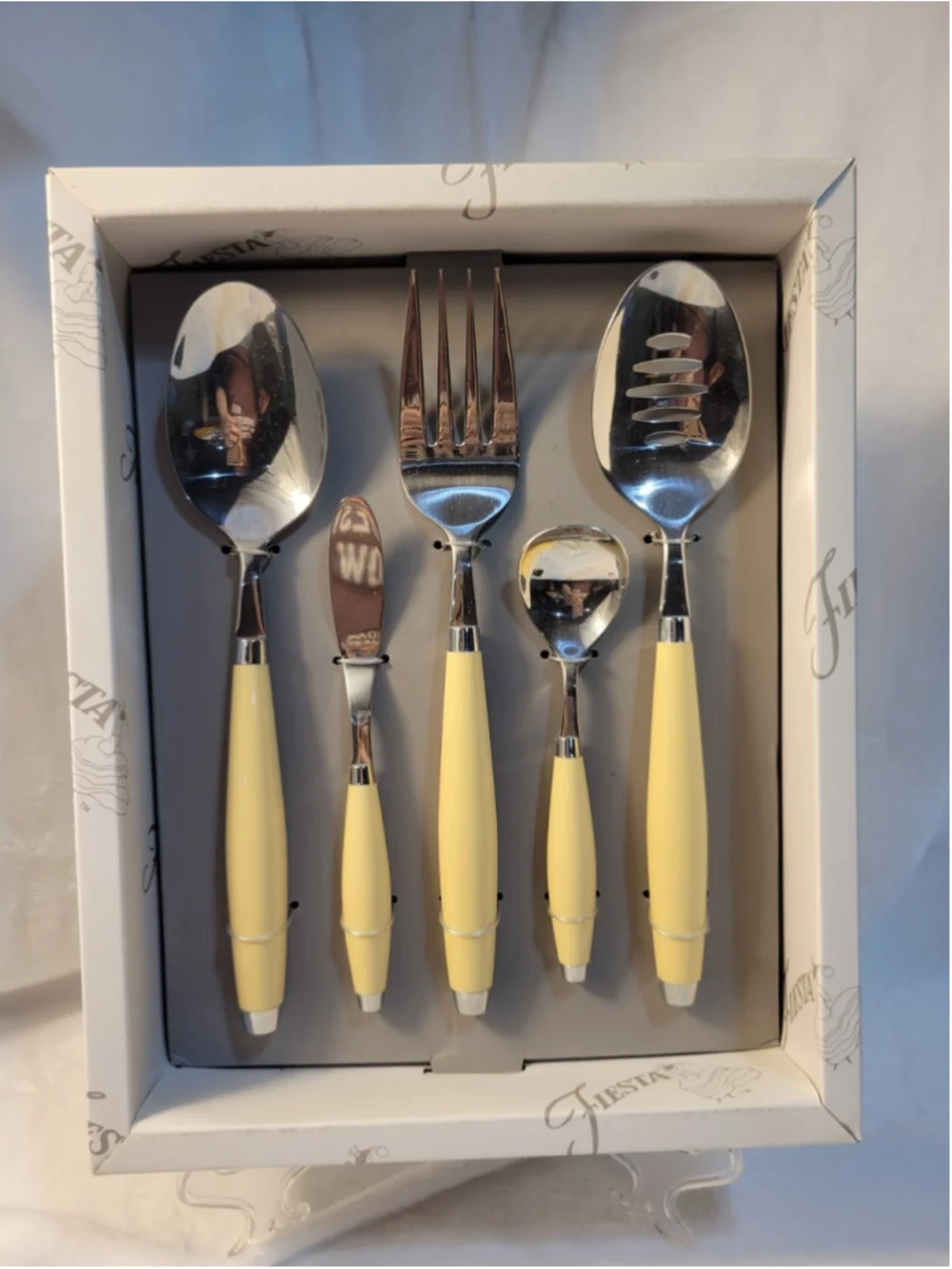 Fiesta 5 Piece Hostess Set Flatware Utensils Serving IVORY Homer Laughlin HLC